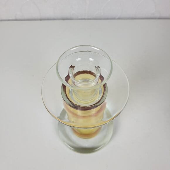 VINTAGE Mid Century Modern Candle Sticks Yellow & Clear Glass Holder Set of 2 - Picture 14 of 16